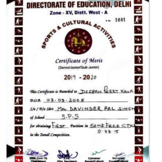 🏆Gold Medalist in Zonal Inter-School Swimming Competition from Directorate of Education, Delhi India's celebration of athleticism & sportsmanship